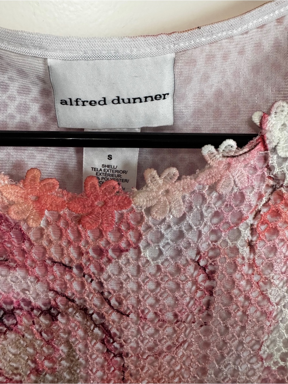 Alfred Dunner Floral Lace Mesh Sequin Blouse Pink Mauve Size S - Picture 4 of 11